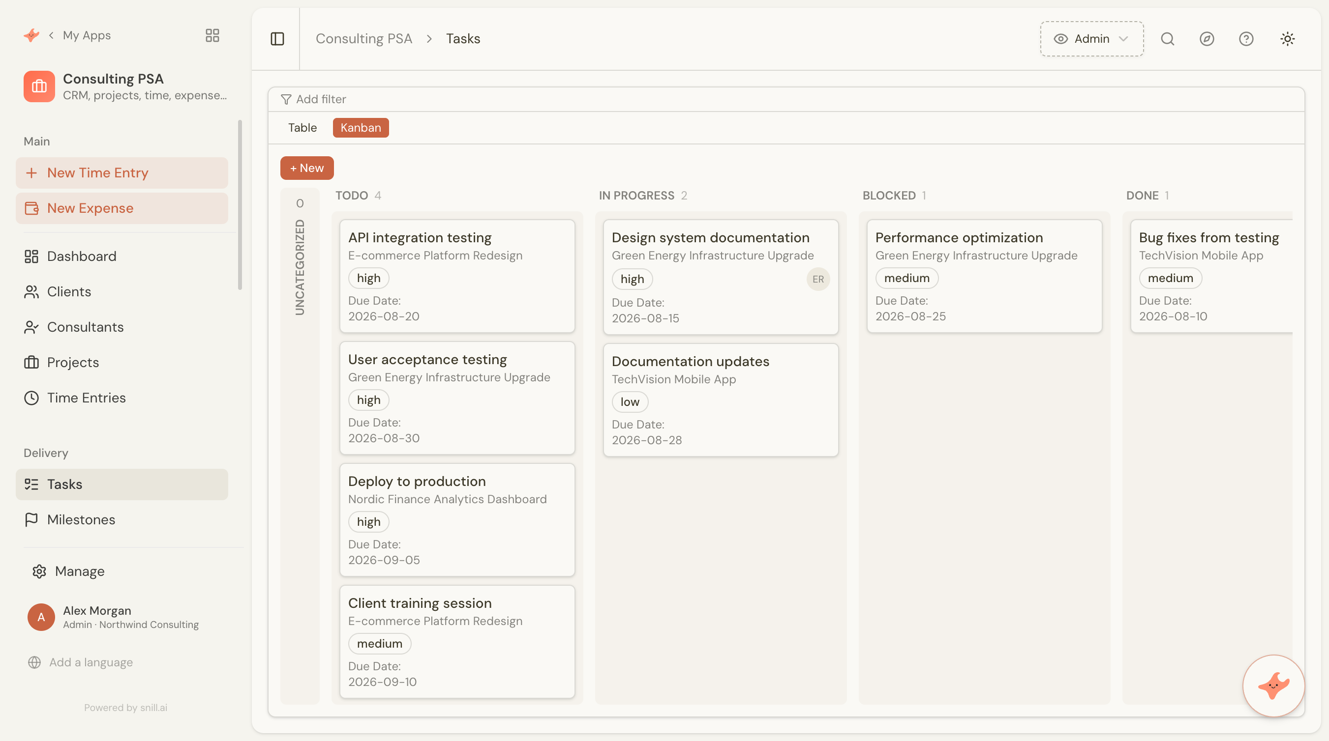 Consulting PSA app screenshot