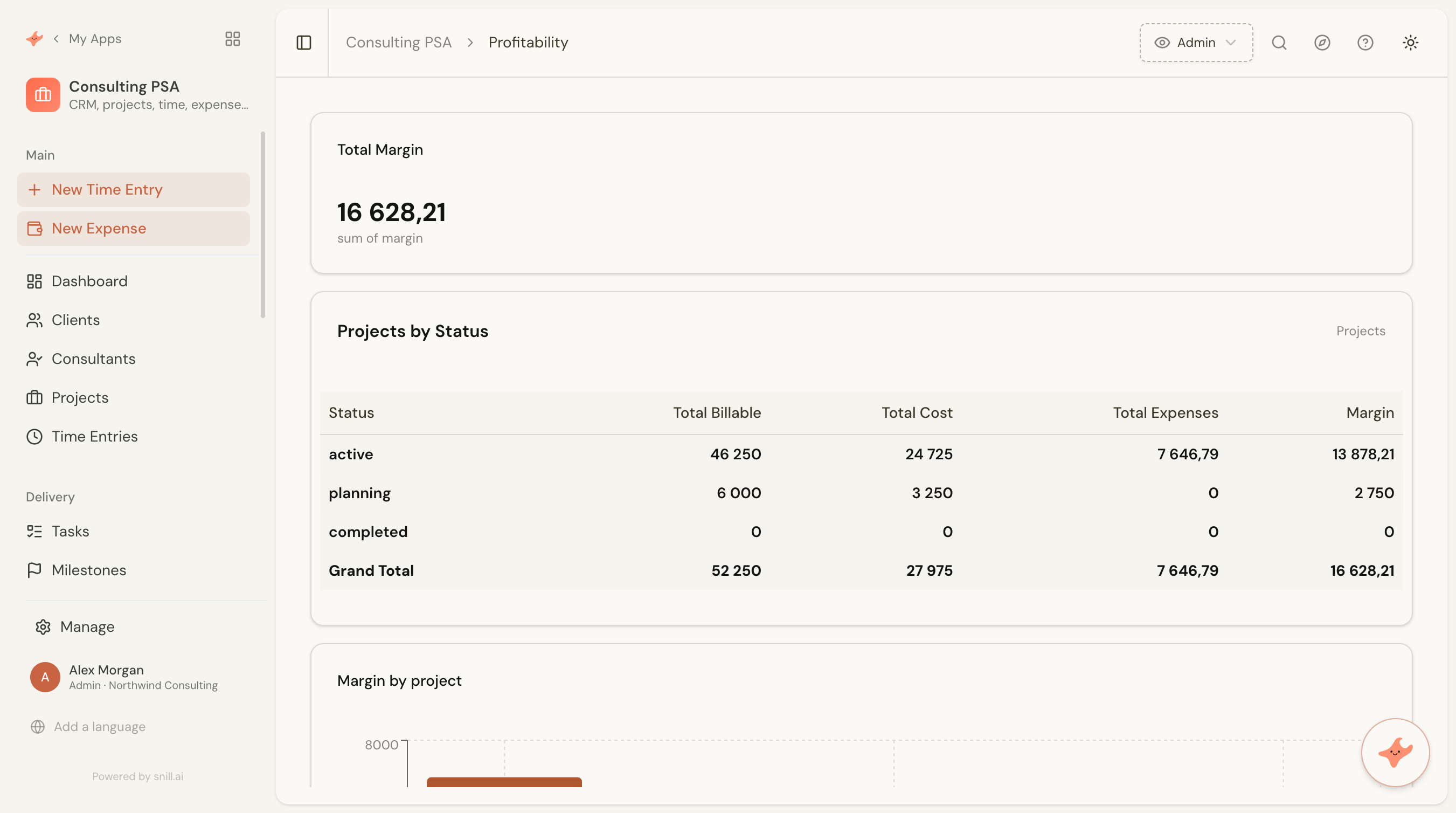 Consulting PSA app screenshot