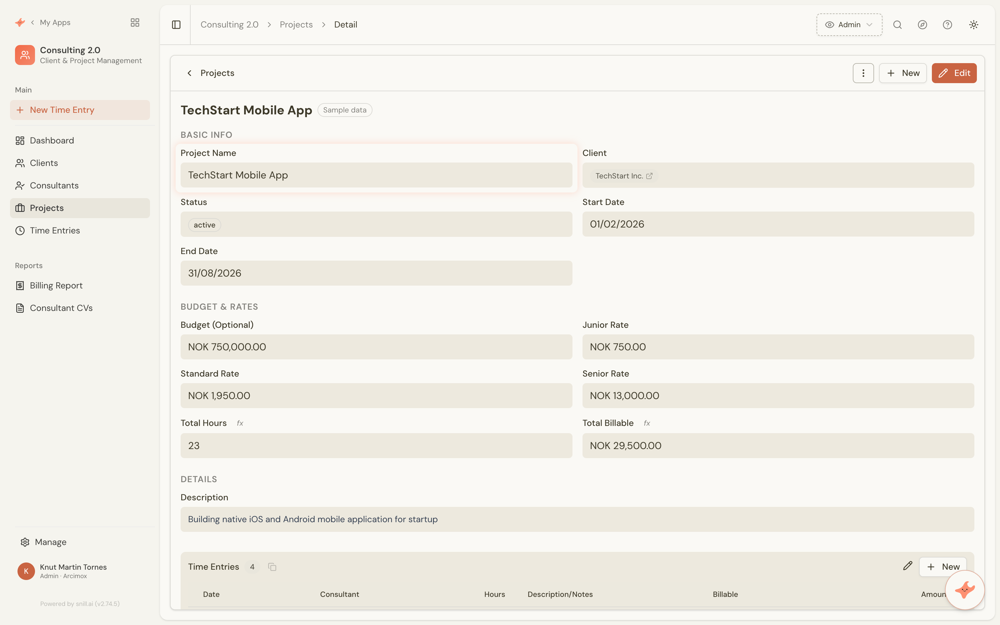 Consulting app screenshot