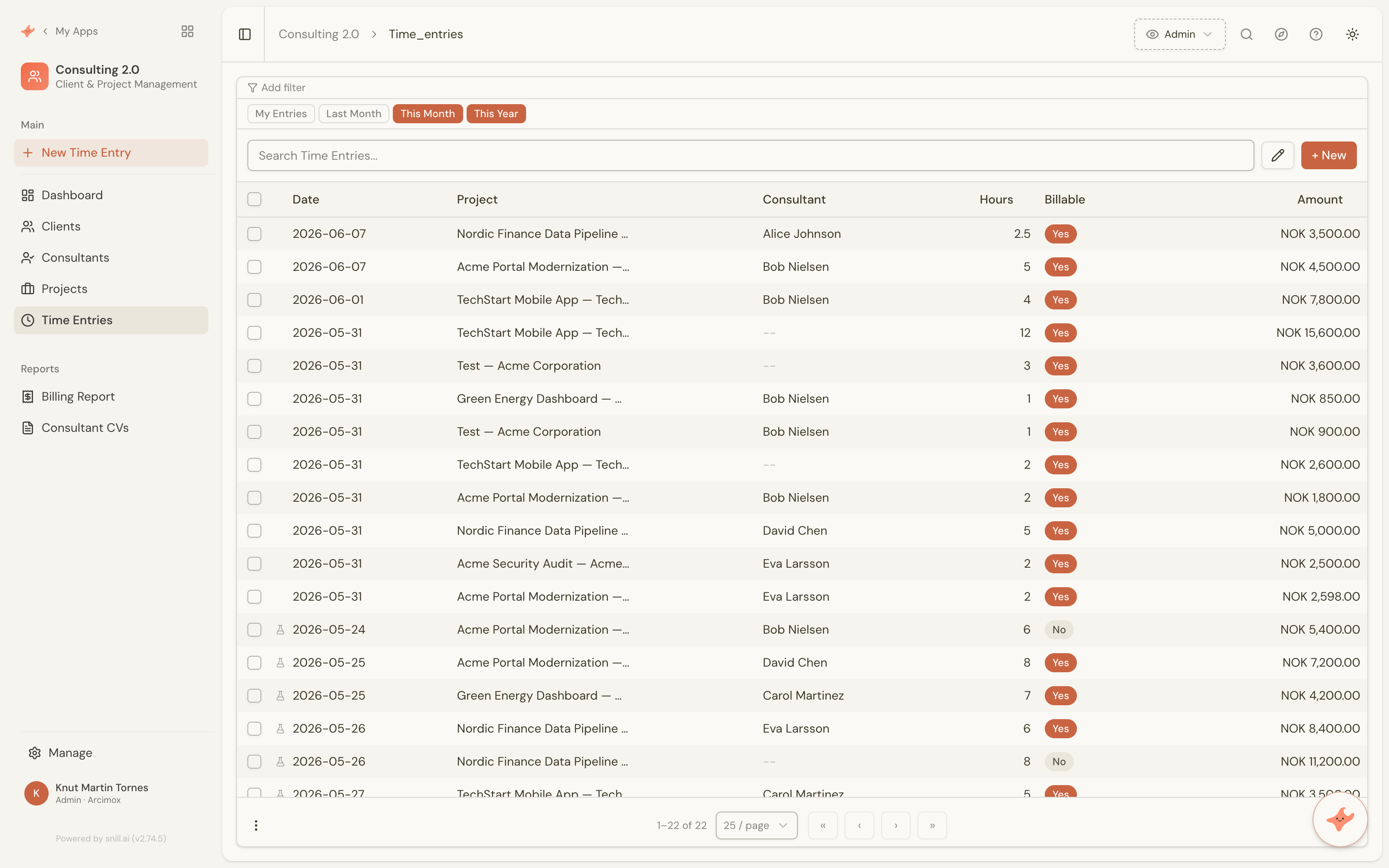 Consulting app screenshot