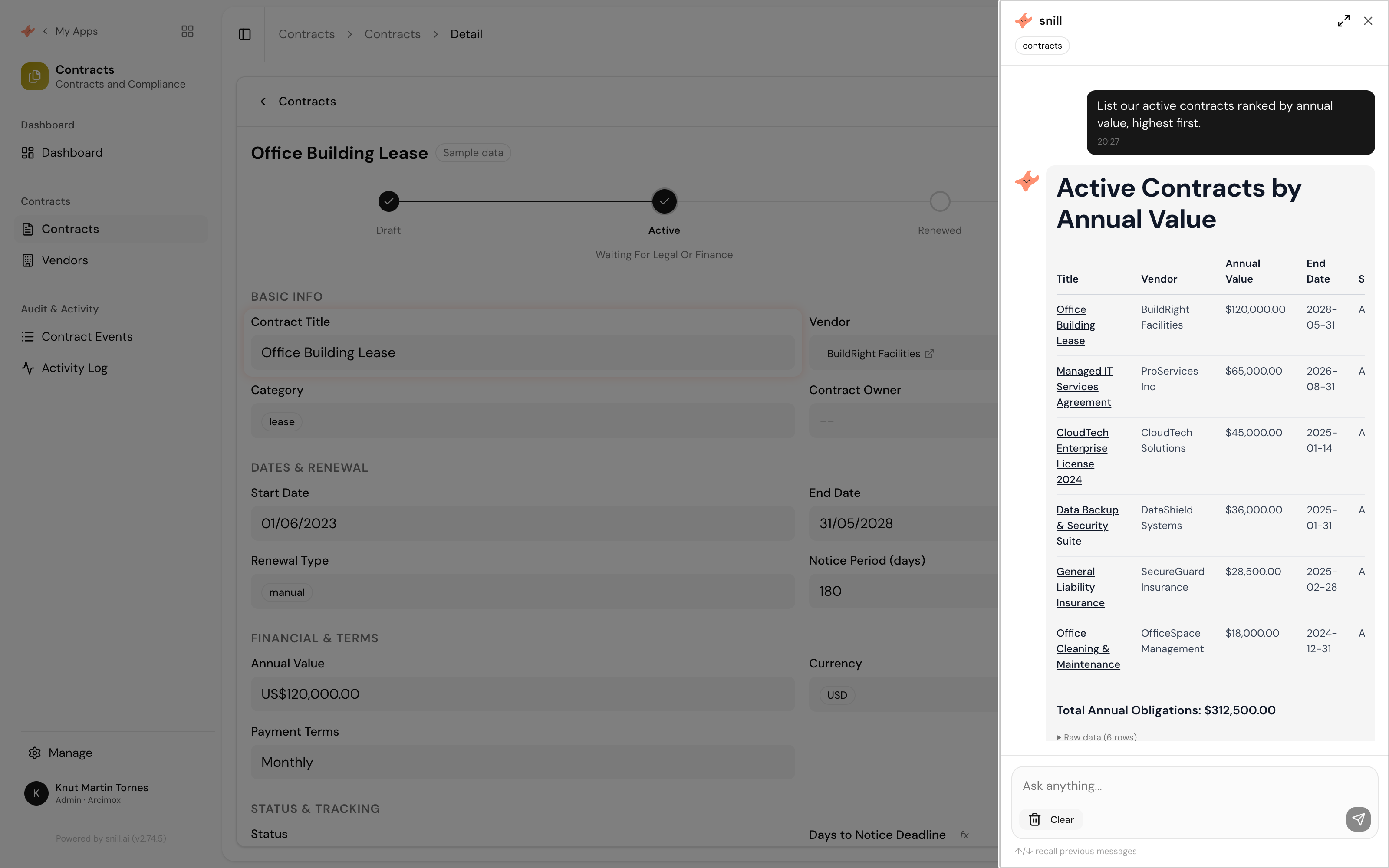 Contracts app screenshot