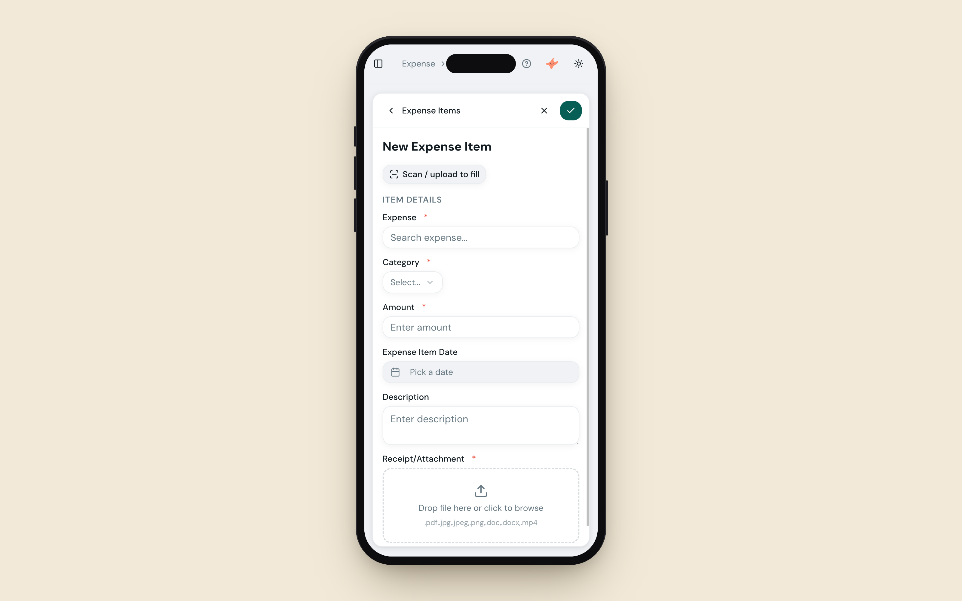 Expense app screenshot