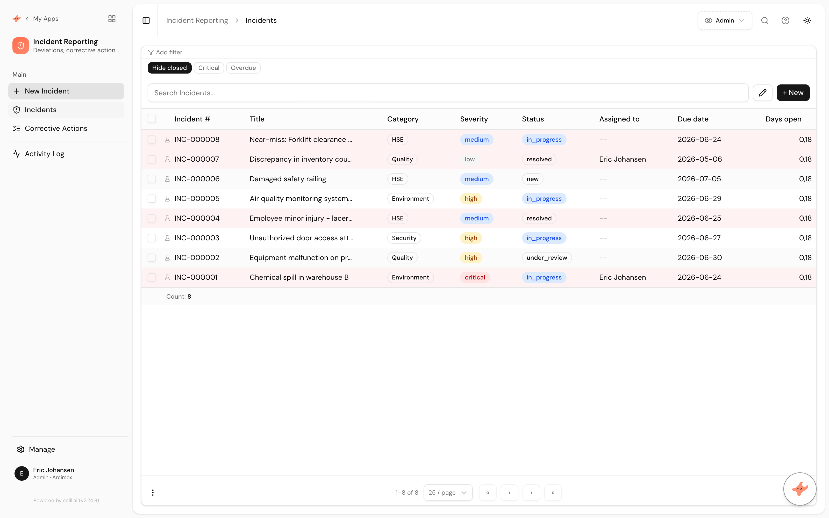 Incident Reporting app screenshot