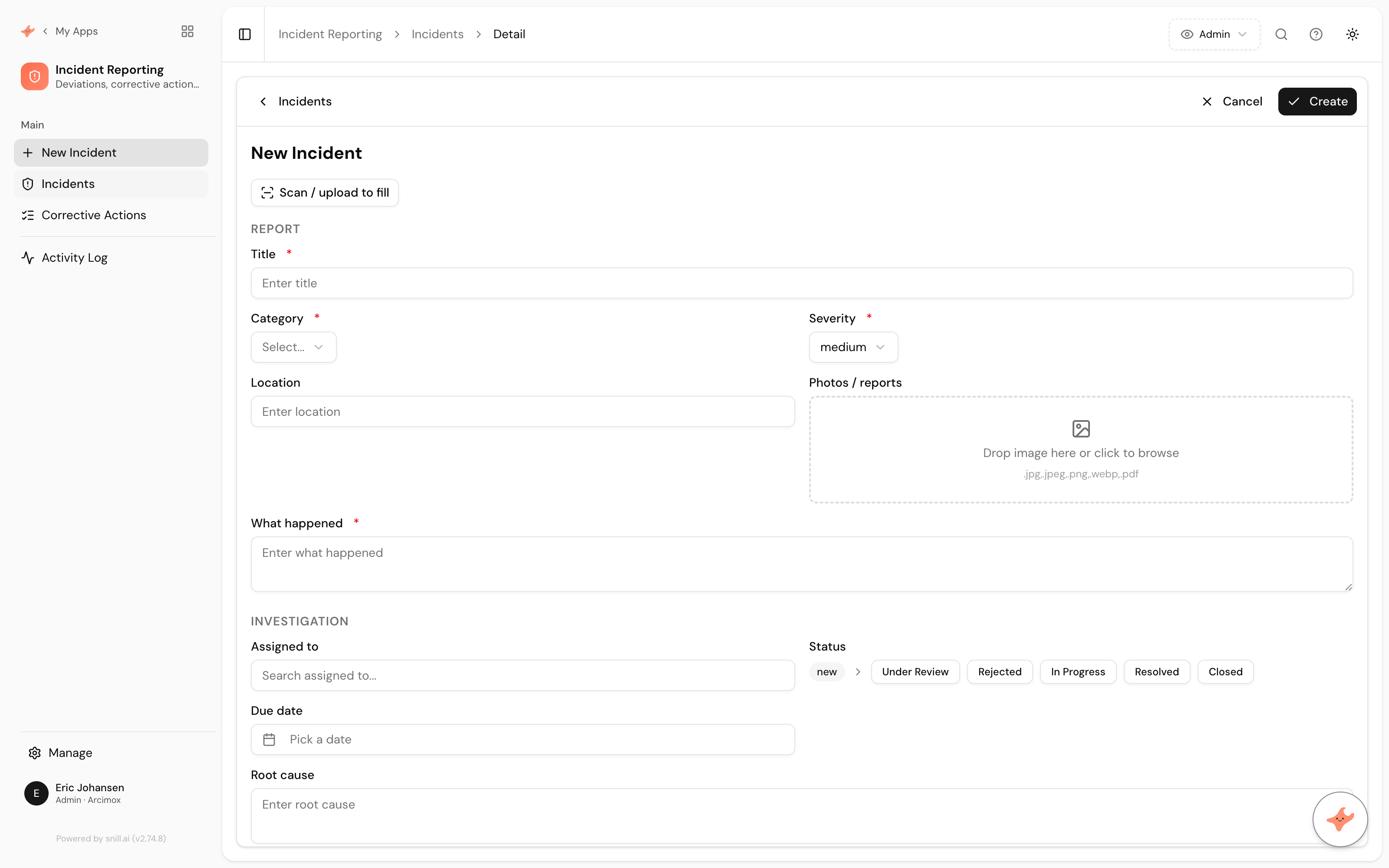 Incident Reporting app screenshot
