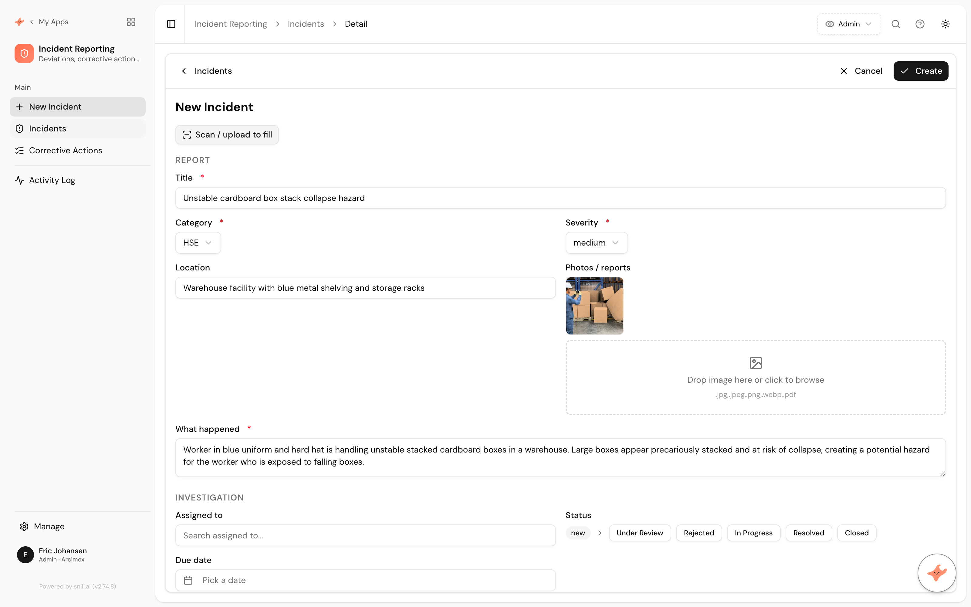Incident Reporting app screenshot